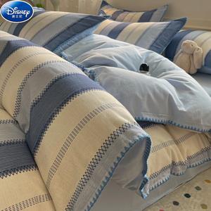 Disney Комплект постельного белья 4 предмета, простыня на резинке 180 см: пододеяльник 200x230 см, цвет синий, хлопок, ткань с начесом