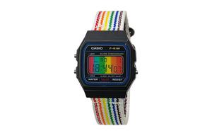 CASIO Мужские часы Retrofit Series с кварцевым механизмом и нейлоновым ремешком, черный циферблат