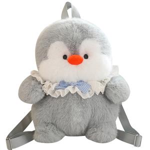 Детский рюкзак с плюшевой куклой пингвина, длина 35 см Fox fairy, серый