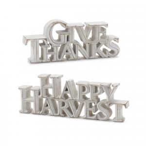 Настольная табличка Melrose International Happy Harvest And Give Thanks, 2 штуки, белый