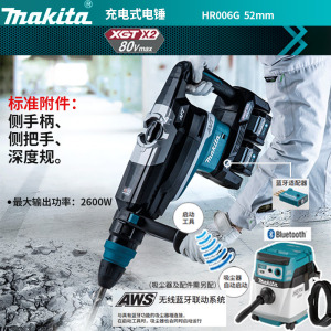 Дрель-перфоратор Makita HR006G, 52 мм + два аккумулятора 40V/4.0Ah, зарядное устройство