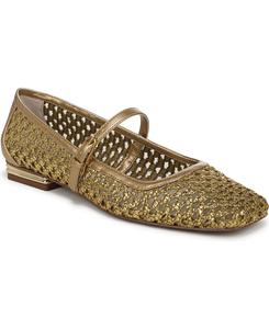 Женские балетки Tinsley с квадратным носком и двумя ступнями Franco Sarto, Gold Faux Raffia