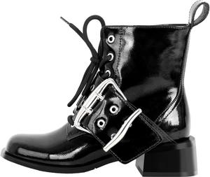 Женские ботинки с боковой молнией, шнуровкой и пряжкой, с квадратным носком и низким каблуком Onlymakerheels, Black C