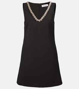Мини-платье из крепа с кристаллами Self-Portrait, Black