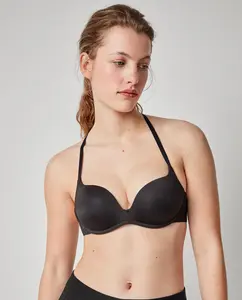 Бюстгальтер пуш-ап без косточек с глубоким вырезом Gisela, черный