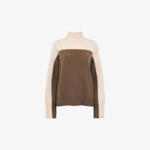 Шерстяной джемпер с цветными блоками Whistles, бежевый