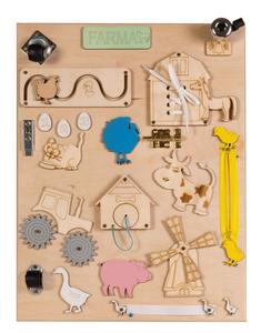 Доска для мела двусторонняя, деревянная, натуральная ферма. 3toysM