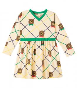 Хлопковое платье из джерси Mini Rodini, Off-White