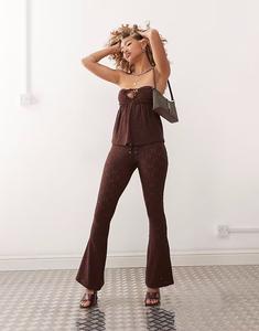 Брюки-клеш в коричневом цвете Motel