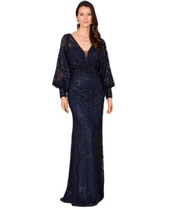Женское длинное кружевное платье с рукавами-епископскими Lara, Navy