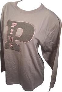 Victoria's Secret Pink Cotton Campus длинный рукав оверсайз футболка с круглым вырезом цвет Brown New