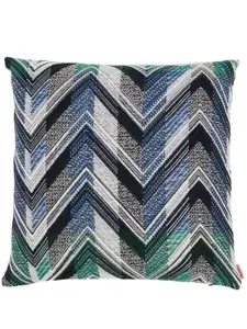 Полосатая подушка с нашивкой-логотипом Missoni Home, синий