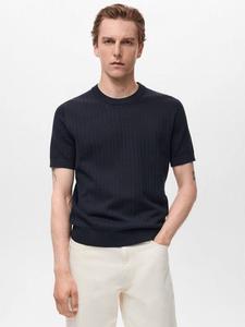 Хлопковая футболка Puntet Regular Fit с короткими рукавами Mango, Navy