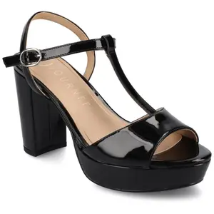 Женские босоножки Nalie на платформе с Т-образным ремешком Journee, цвет patent black