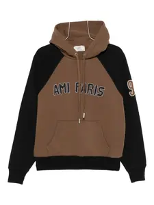Толстовка с вышитыми рукавами реглан AMI Paris, коричневый