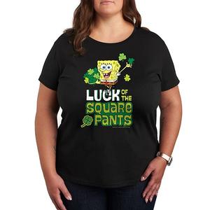 Футболка с принтом Spongebob Squarepants Luck of the Square Pants Nickelodeon, Black