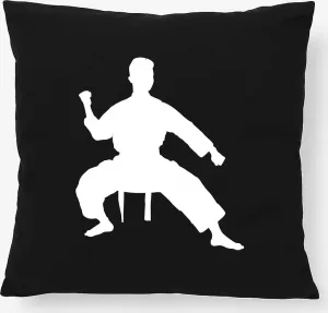 Подушка-силуэт Huuraa Taekwondo, подарочная, 40x40 см, с наполнителем из черного хлопка, декор для тхэквондо Hellweg Druckerei
