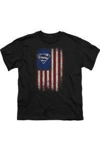 Футболка с коротким рукавом для детей "Superman Old Glory Shield" Gildan, черный