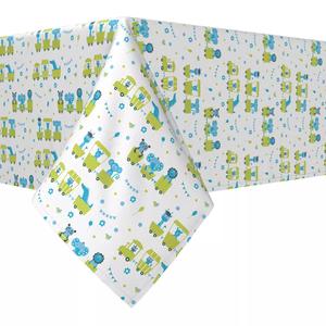 Квадратная скатерть, 100 % полиэстер, 54x54 дюйма, мультяшные животные и поезда