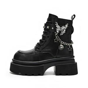 SHUMO Черные женские короткие ботинки Мартин высотой 5,5 см, цвет Black