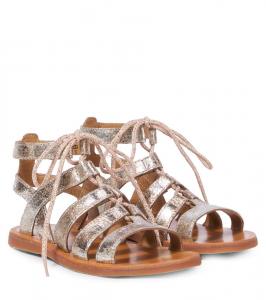 Металлическая кожаная сандалия Pom d'Api, Alison Argent - Bronze