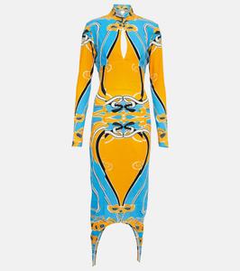 Платье миди из хлопковой смеси с принтом и вырезами Patou, Tapisserie