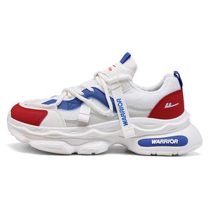 WARRIOR Легкие и дышащие массивные кроссовки мужские низкие бежевый синий красный, цвет Beige/Blue/Red