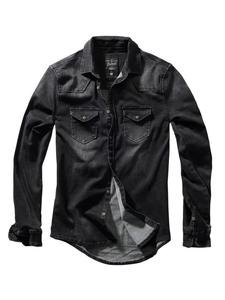 Рубашка Riley Denim Shirt Long Sleeve черного цвета Brandit