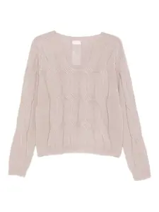 Свитер вязаный косами Liu Jo, розовый