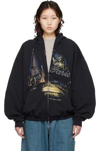 Туристическая толстовка на молнии с надписью «Париж» Vetements, черный