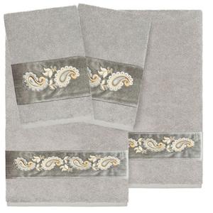 Linum Home Textiles Турецкий хлопок Mackenzie Набор украшенных полотенец из 4 предметов, цвет Light Gray