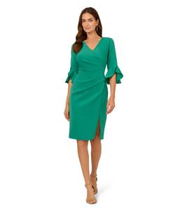 Платье Adrianna Papell Scuba Faux Wrap Midi Dress, Emerald