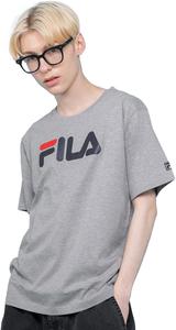 Мужская хлопковая футболка Fila FH7301 с коротким рукавом и большим логотипом, серый