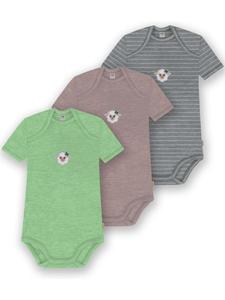 Normani Outdoor Sports Комплект из 3 детских боди с короткими рукавами из мериносовой шерсти, цвет Тауранга, серый/розовый/зеленый