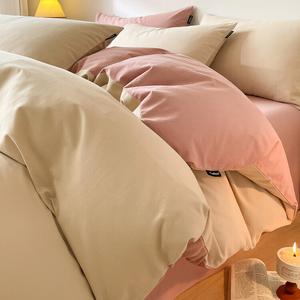 Jie Liya Комплект постельного белья 1,8 м, 4 предмета, 200x230 см, 1,5 кг, гребенной хлопок, цвет молочный чай + красная фасоль