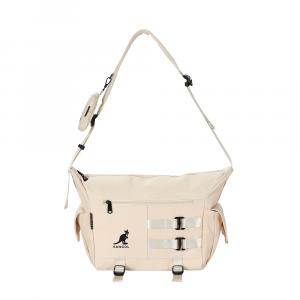 Сумка наплечная нейлоновая большого размера унисекс черный/слоновая кость белый KANGOL