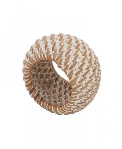 Кольца для салфеток из ротанга с тканым узором, набор из 4 шт., 2,4 x 2,4 дюйма Saro Lifestyle, белый