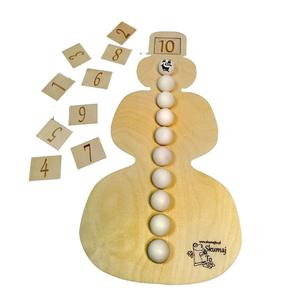 Снеговик, деревянный пазл, счет, изучение чисел, мячи, щипцы. Inna marka