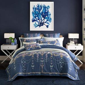 EAGLCQA Комплект постельного белья серый с вышивкой