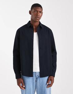 Рубашка из джерси ASOS DESIGN классического кроя темно-синего цвета