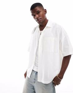 Рубашка свободного кроя ASOS DESIGN кремового цвета