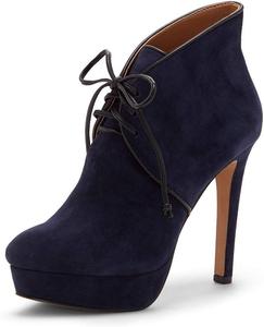 Женские ботильоны XYD с сексуальными шнуровкой, закрытым носком, высоком каблуке-стилетто, короткой платформой для вечеринок и праздничных мероприятий, Dark Blue