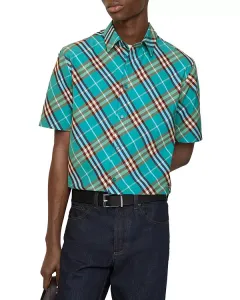 Хлопковая рубашка с клетчатым рисунком Burberry, синий