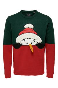 Свитер Only & Sons с рождественским рисунком, зеленый/красный