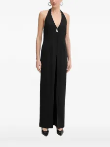 Платье макси с вырезом-халтер и деталями в виде насекомых Patrizia Pepe, черный