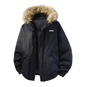 Пуховик Unisex Thickened Jeep, темно-синий