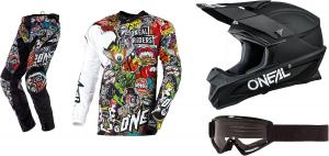 O'NEAL 2023 Mayhem Crank V23 комбинированный набор: джерси, брюки, шлем и очки (black/multi, JRSY Large/PNT W38 / HLMT XX-Large)