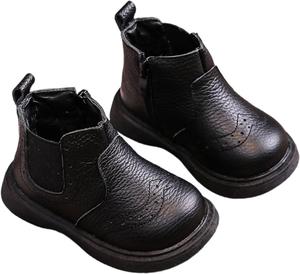 Детские ботинки выше щиколотки, модные, повседневные, однотонные, осень-зима, водонепроницаемые, для улицы, с боковой молнией Generic, Black