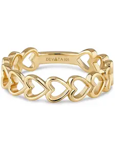 Кольцо в форме открытого сердца из позолоченного серебра, размер 8 Devata, gold