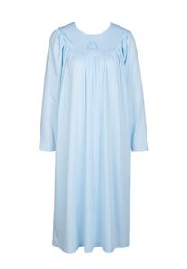 Женская ночная рубашка с длинными рукавами, длина 110 см, мягкий хлопок CALIDA, светло-синий